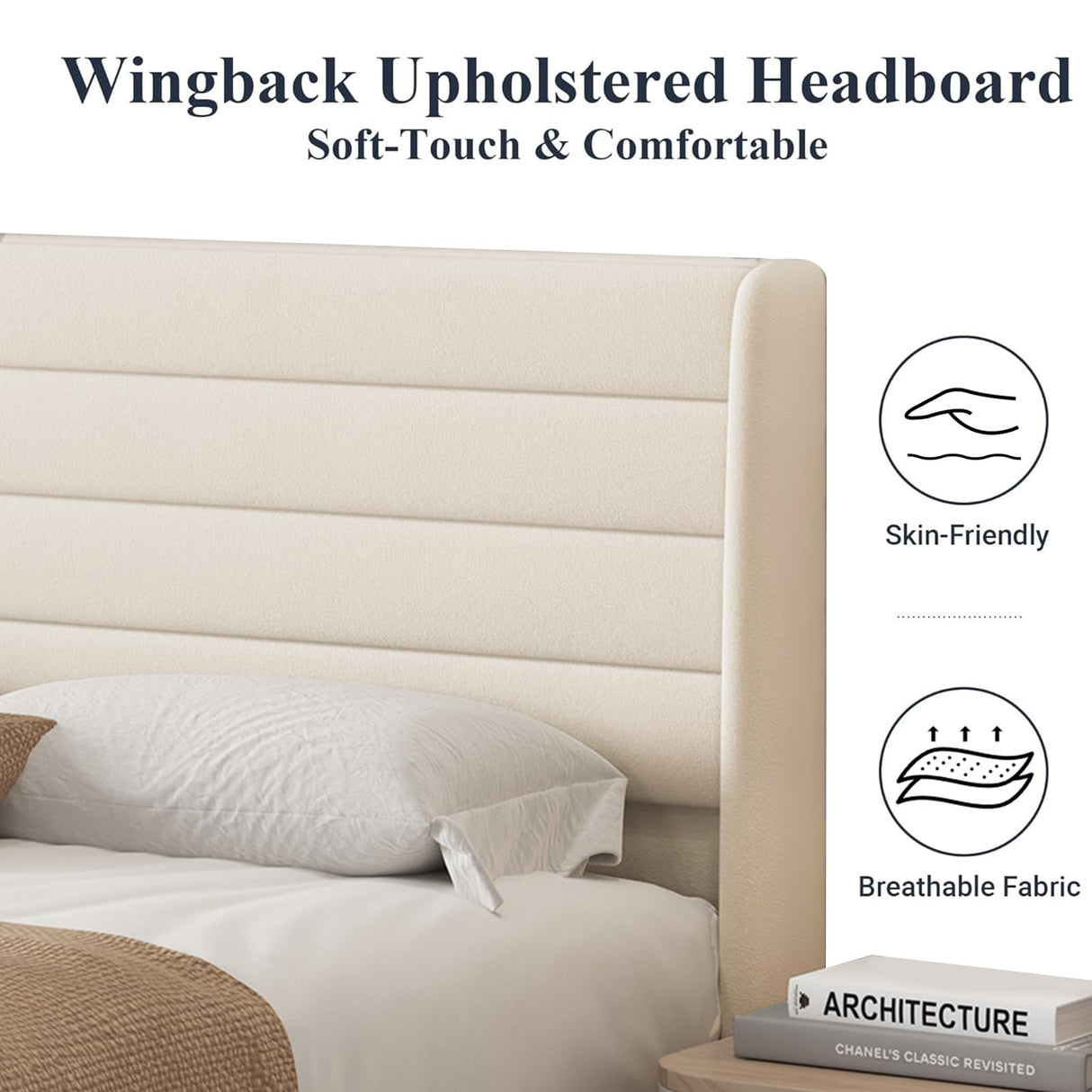 Queen Upholstered Bed Frame with Velvet Headboard