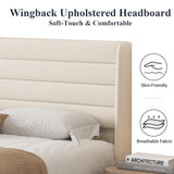 Queen Upholstered Bed Frame with Velvet Headboard