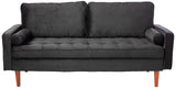 Haven Modern Velvet Sofa with Bolster Pillows, Button Tufted Seat, Track Arms