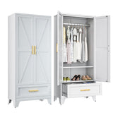 Metal Wardrobe Cabinet,71 Armoire Wardrobe Closet with Drawers and Hanging Rod