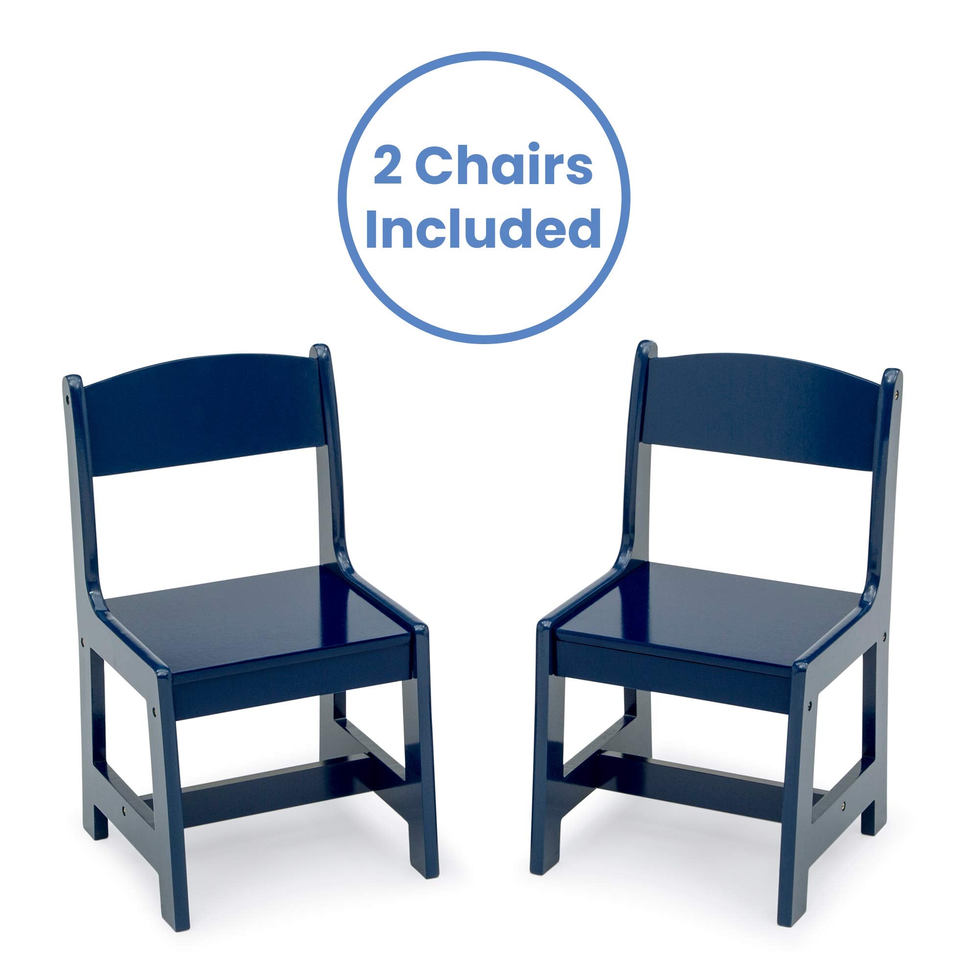 MySize Kids Wood Table and Chair Set (2 Chairs Included), Deep Blue