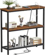 Console Table with Power Outlets, Entryway Table with Storage, Narrow Sofa Table