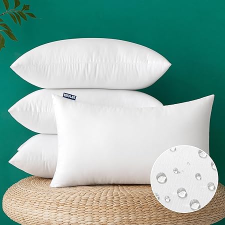 Pack of 4 18x18 Inch Outdoor Pillow Inserts Waterproof Decorative Throw