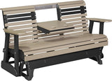 5' Plain Double Glider Bench, 2 Person Glider Chair, 2 Seat Outdoor Glider, Outdoor