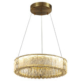 20" Gold Crystal Chandelier,Dimmable LED Ring Light for Dining Room, Bedroom