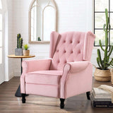 Velvet Accent Chair, Push Back Recliner Chair, Wingback Arm Chair for Living Room/Bedroom/Home