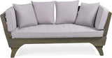 Patrick Outdoor Acacia Wood Expandable Daybed with Water Resistant Cushions, Teak