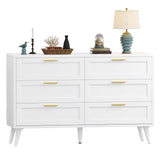 6 Drawer Double Dresser for Bedroom, Chest of Dressers, Modern Wooden Dresser Chest