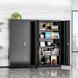 Black Metal Storage Cabinet Doors, 72" Locking Steel Storage Cabinet with Shelves