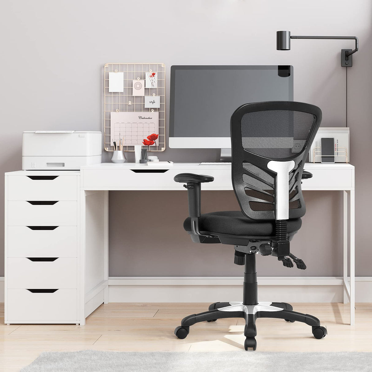 Mesh Office Chair, Mid Back Swivel Executive Task Chair with Height-Adjustable