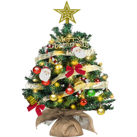 Mini Christmas Tree with Lighting LED 60cm Tabletop Desktop Christmas Tree Battery