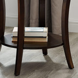 Perth Contemporary Round End Table with Shelf, Espresso