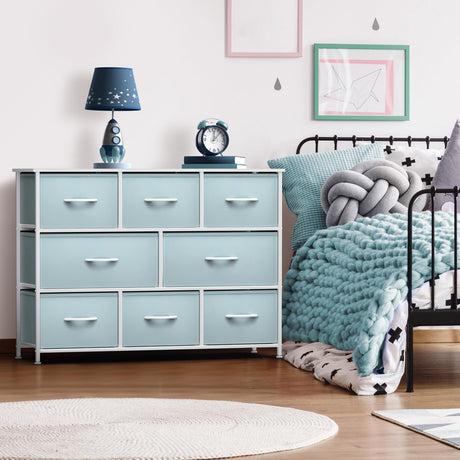 Kids Dresser with 8 Drawers - Chest Organizer Unit with Steel Frame Wood Top & Handle