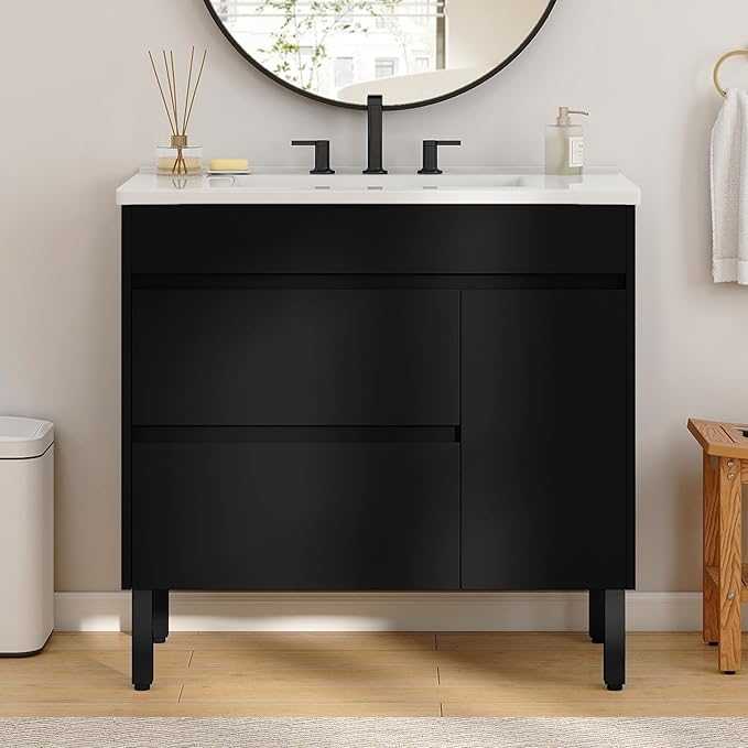 16 Inch Bathroom Vanity with Sink, Bathroom Cabinet Vanity for Small Space