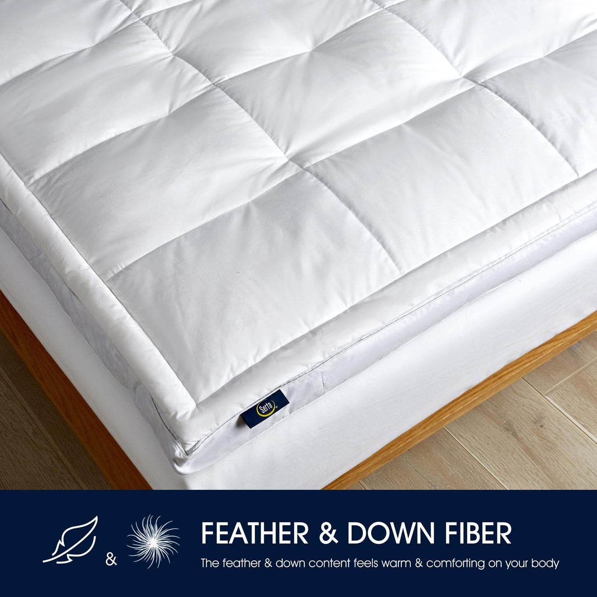 Feather and Down Fiber Pillow Top Mattress Topper Twin Size - 233 Thread Count 100% Cotton