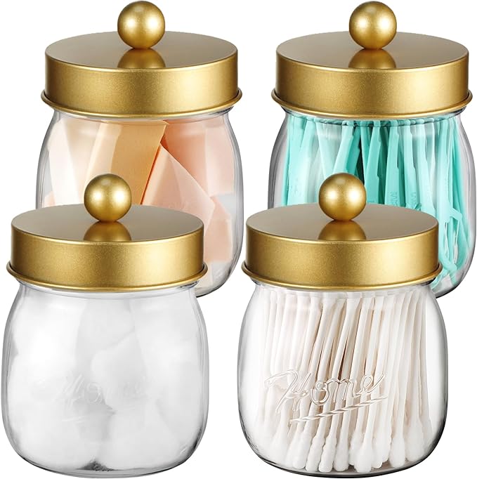 Decor Apothecary Jar Set,Mason Jar Bathroom Vanity Storage Organizer Canister