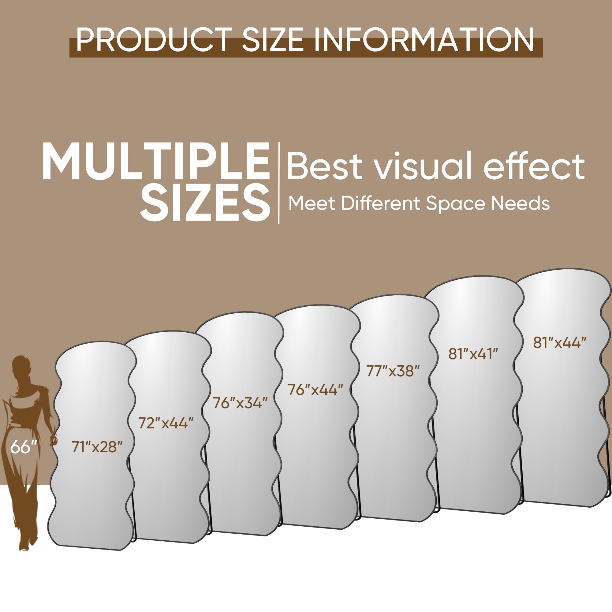 76x34 Wavy Full Length Mirror with Stand