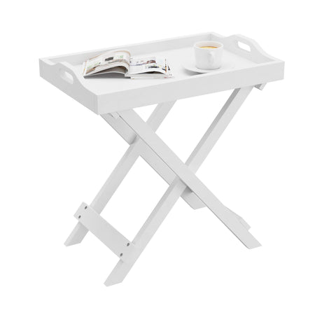 Folding TV Tray Table - Contemporary Side Table with Removable Tray Top for Food