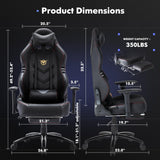 Big and Tall Gaming Chair with Footrest 350lbs, Ergonomic Computer Gamer Chair