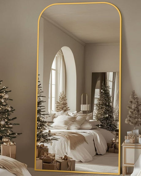 Full Length Mirror, 78"x38" Floor Mirror Freestanding, Arched Floor Standing Large Mirror Full Body Mirror