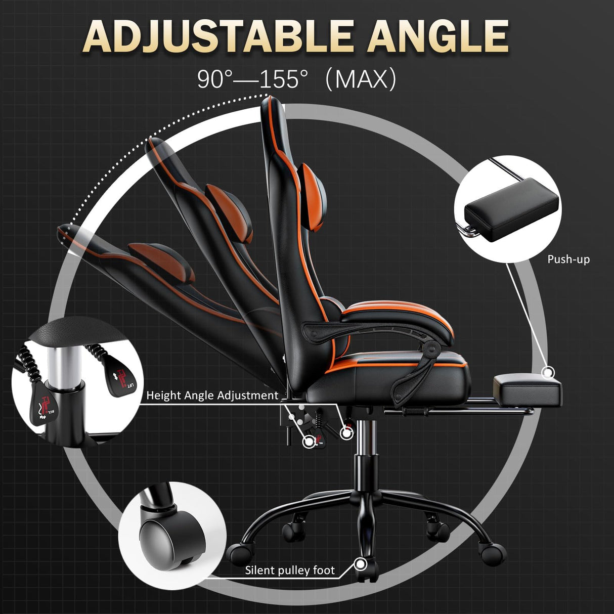 Ergonomic Gaming Chair with Footrest and Lumbar Support