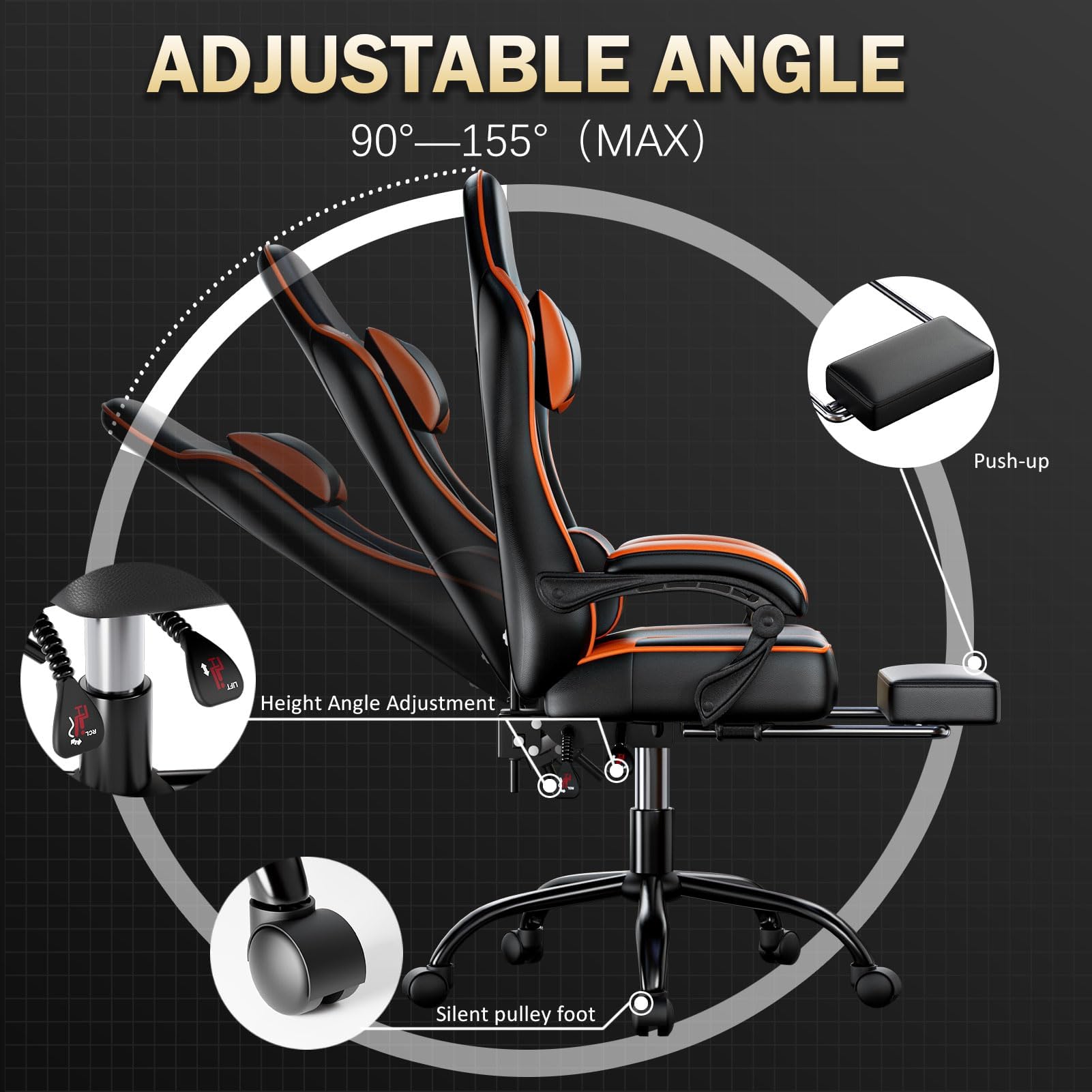 Ergonomic Gaming Chair with Footrest and Lumbar Support