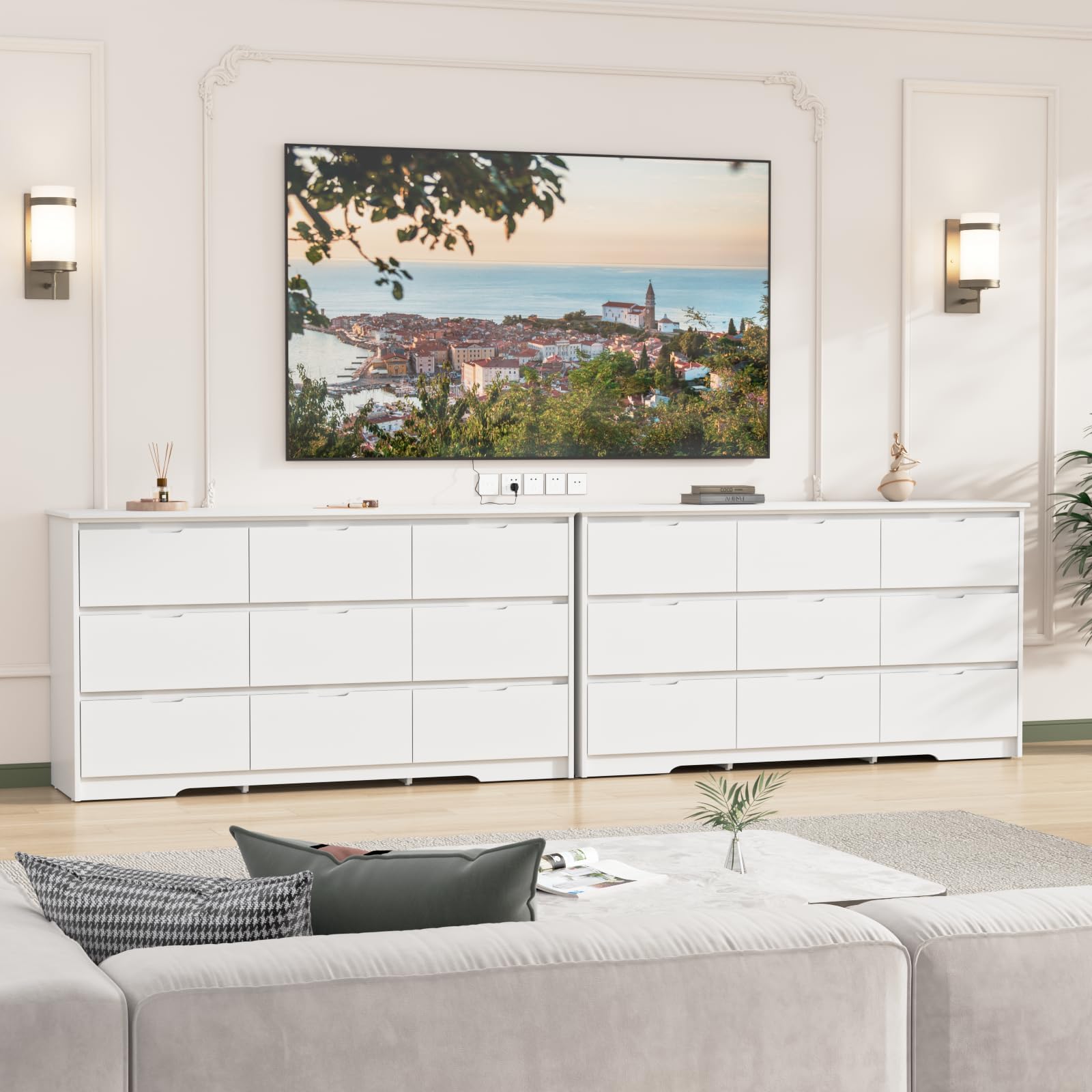 9 Drawer White Dresser for Bedroom with Deep Drawers