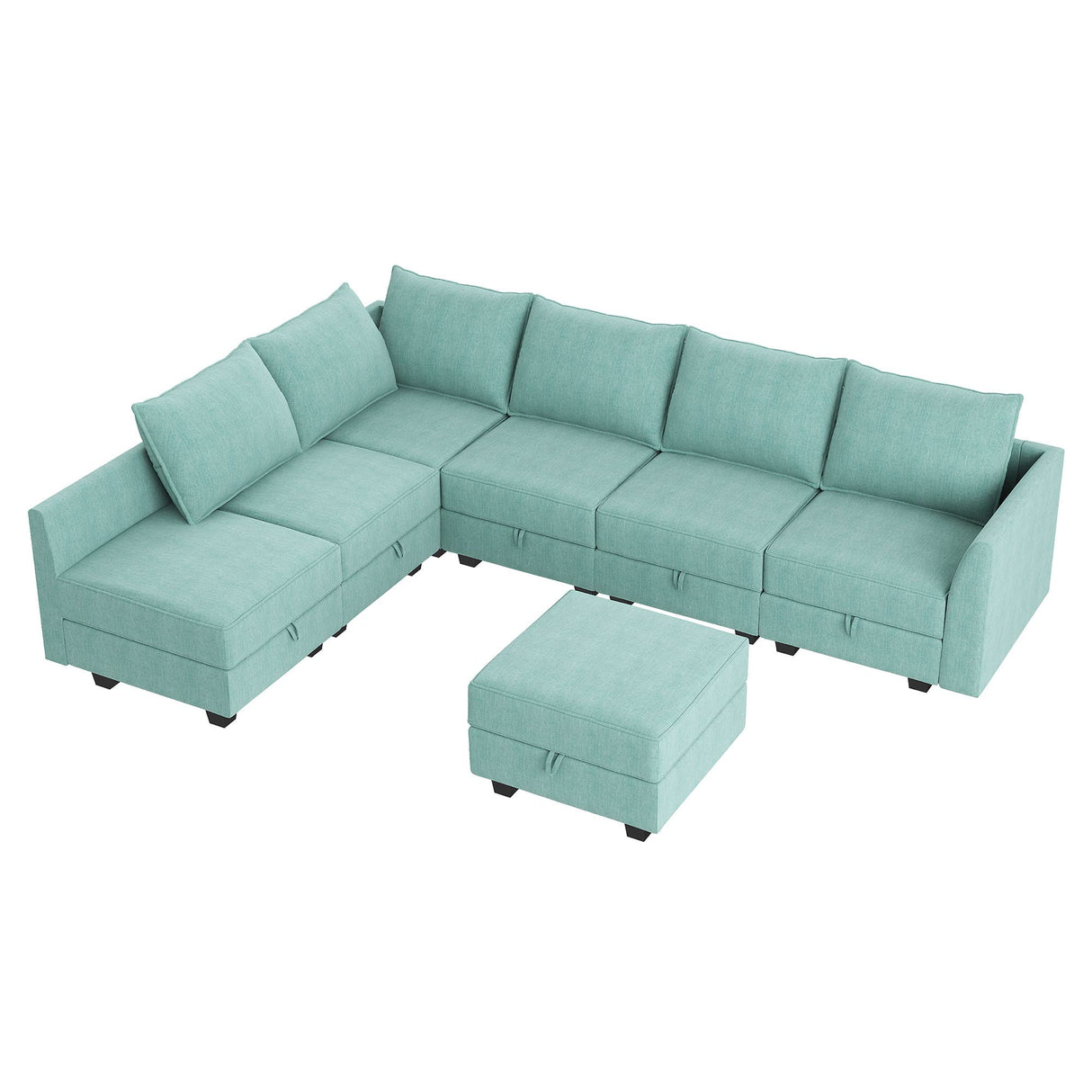 Modular Sectional Sofa with Storage Ottoman Fabric Modular Couch