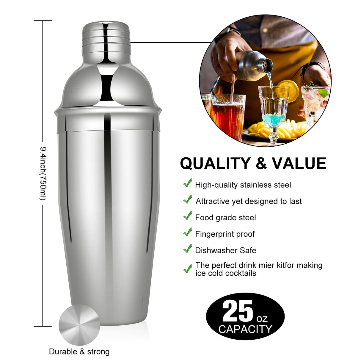 Cocktail Shaker Set, 23-Piece Stainless Steel Bartender Kit with Acrylic Stand