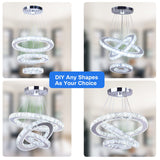 Modern Crystal Chandeliers 3 Rings Round LED Chandelier Fixtures DIY Pendant Lighting