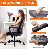 Office Chair, Leather Computer Gaming Chair with Armrests, Adjustable Swivel Rolling Desk