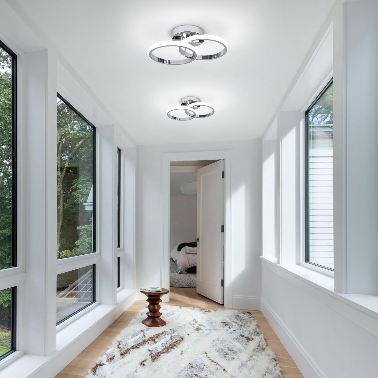 Round Modern Led Ceiling Light Fixtures, 6000K Cool White Hallway Light Fixtures Ceiling,