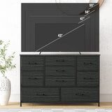 Wide Dresser with 9 Large Drawers for 55'' Long TV Stand Entertainment Center