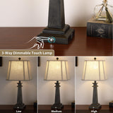 27.5" Farmhouse Table Lamps Set of 2 with USB Charging Ports