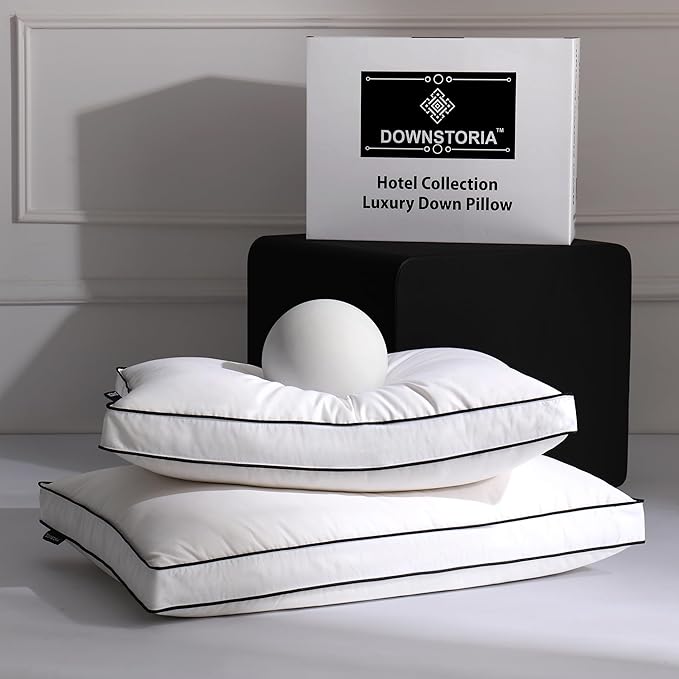 Feather Down Pillows King Size Set of 2 with Gusset