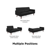 Nia 79 Inch Futon Sofa Bed in Faux Leather, Upholstered Couch Sleeper with Button