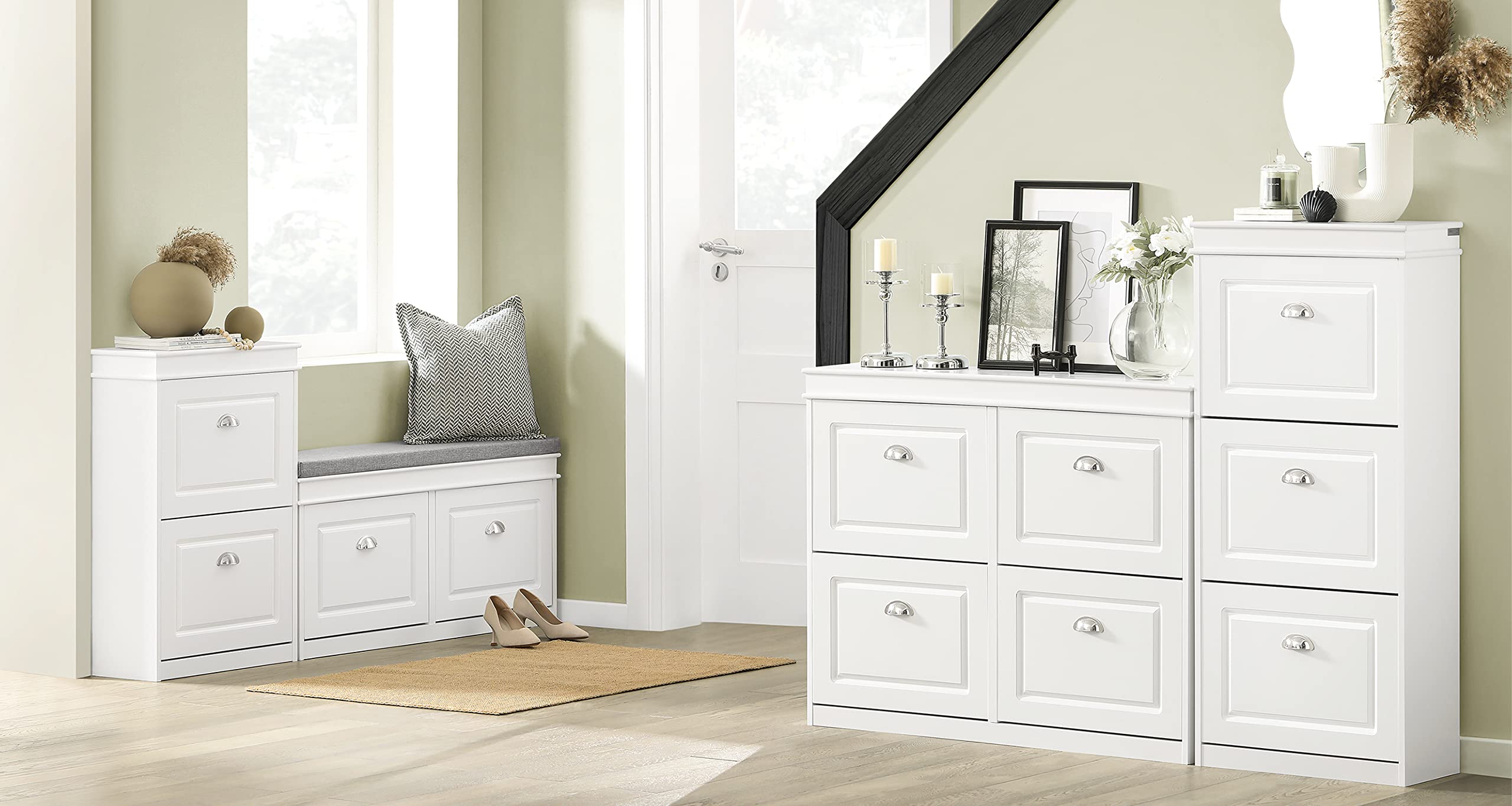 White Shoe Storage Bench