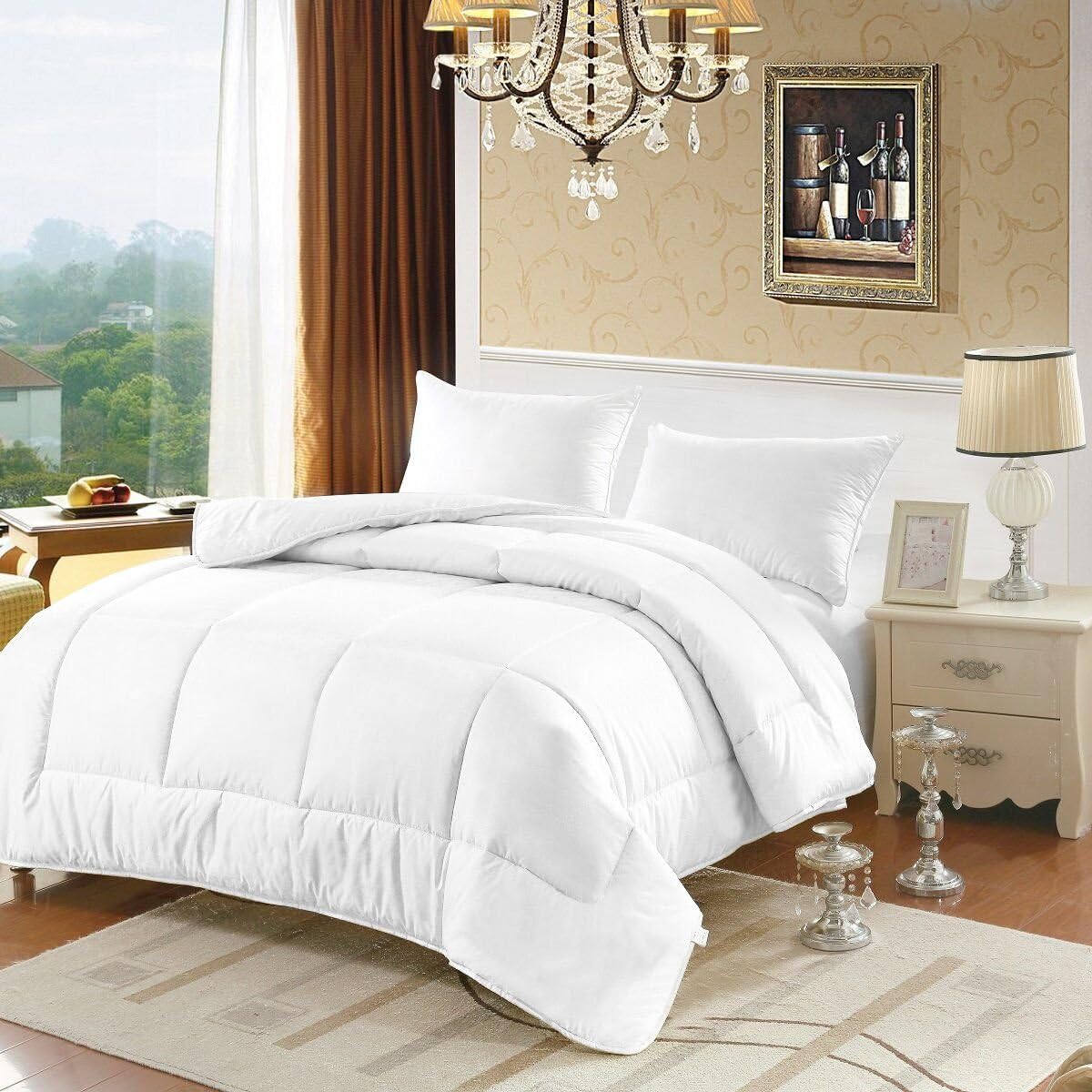 Queen Comforter Duvet Insert White All Season Alternative Goose Down Comforter Plush Fiberfill