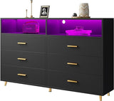 Dresser, Dresser for Bedroom, White Dresser with LED, Wood Dressers & Chests