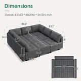 Sleeper Modular Sectional Sofa 9 Seater Sectional Sofa with Storage Modular Couch