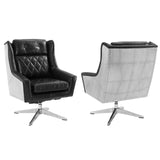 Genuine Leather Accent Chair, Set of 2, Mid Century Modern Swivel Armchair, Club Chair