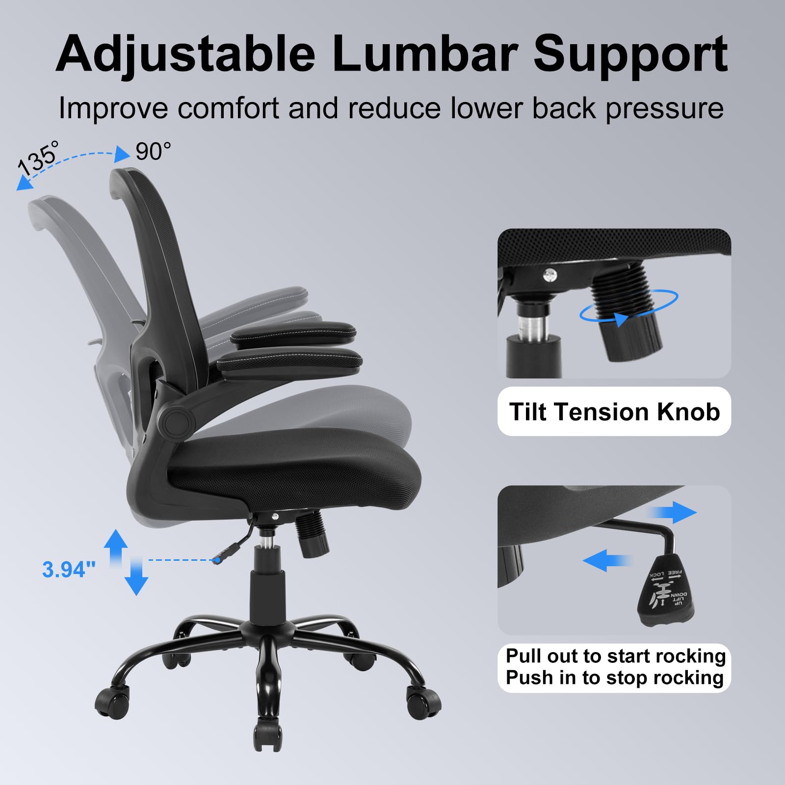 Ergonomic Mesh Office Chair with Adjustable Lumbar Support