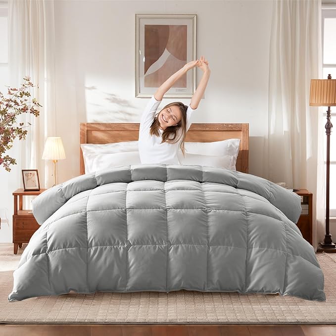 King Size Goose Feather Down Comforter – Ultra-Soft 100% Cotton Cover