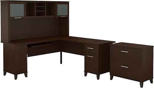 Somerset L Shaped Desk with Hutch and Lateral File Cabinet