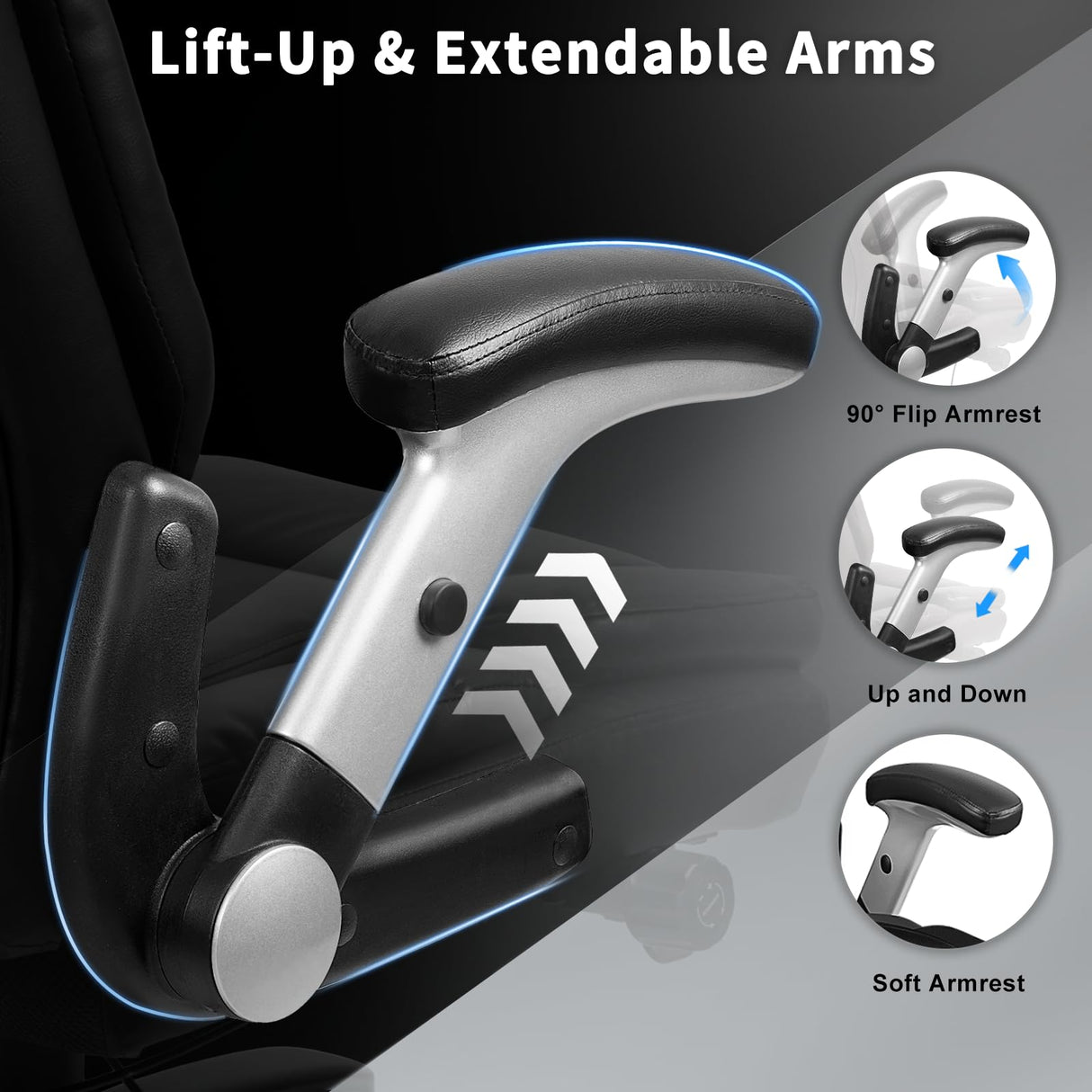 Heavy Duty Office Chair 600LBS - High Back Executive Leather Chair with Lumbar Support