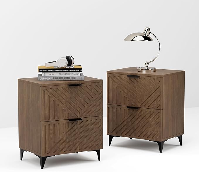 Nightstand Set of 2 with 2 Drawers Night Stand