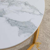 Modern Nesting Coffee Table,Golden Metal Frame with Marble Color top-23.6"