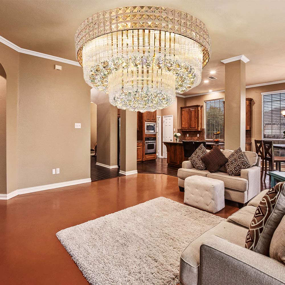 23.6inch Modern K9 Crystal Chandelier Luxury Ceiling Lamp Flush Mount