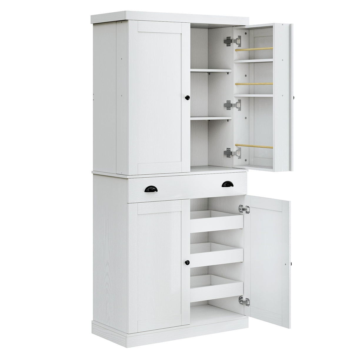 Kitchen Pantry Cabinet 72" Height, Freestanding Cupboard with Drawer