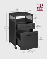 File Cabinet, Mobile Filing Cabinet on Wheels, for Home Office, 2 Lockable Drawers